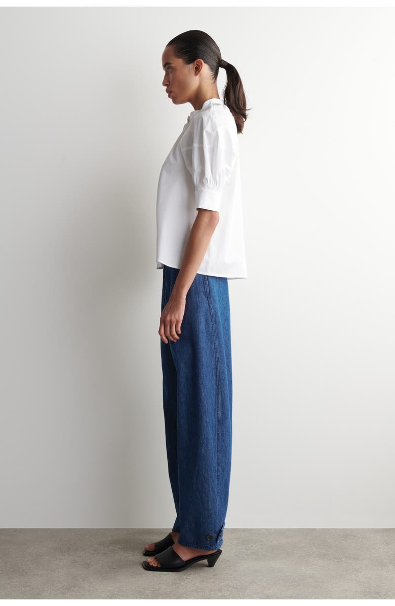 COS Smocked Puff-sleeve Blouse, Alternate, color, White
