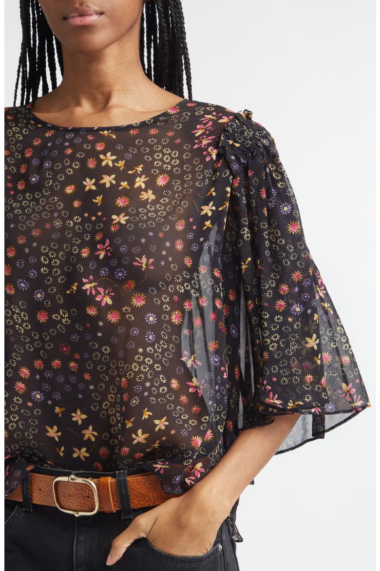 Floma Georgette Blouse, Alternate, color, BLACK/ ECRU