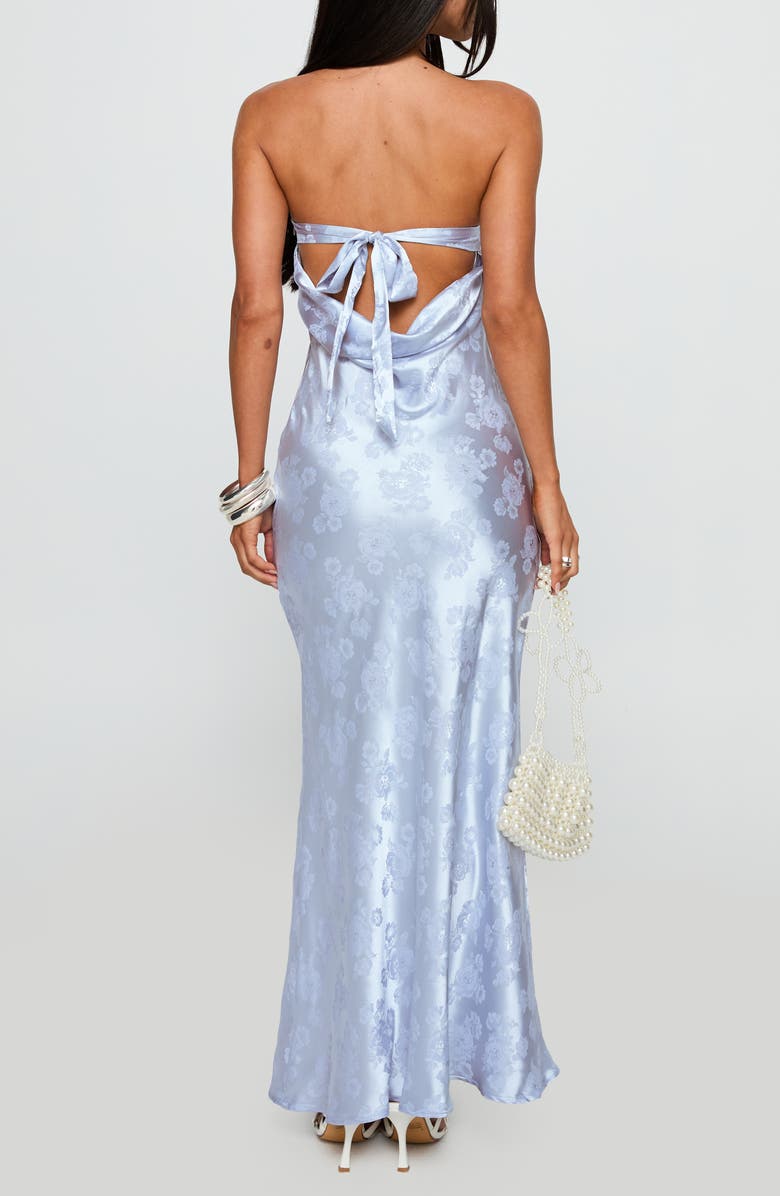 Princess Polly Haley Jacquard Strapless Gown, Alternate, color, Blue Jacquard