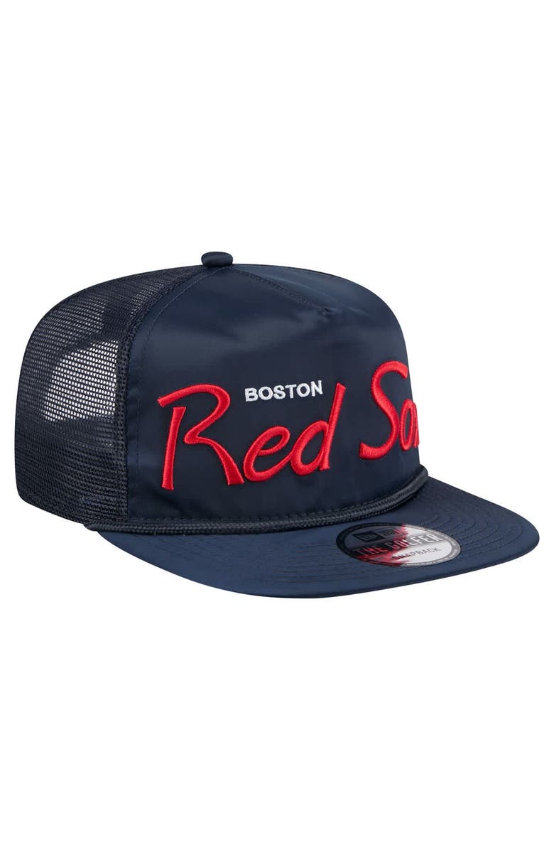 New Era Men's New Era Navy Boston Red Sox Retro Satin Script Golfer Adjustable Hat, Alternate, color, Navy