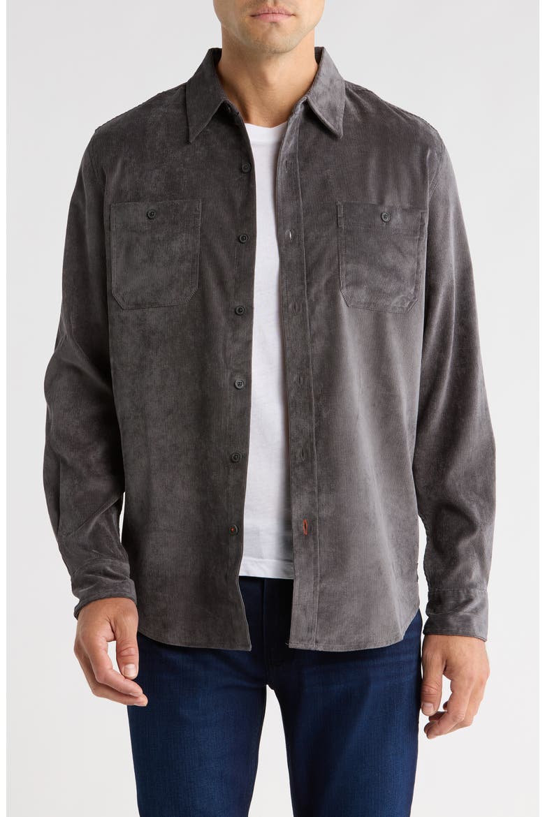 Comfort Stretch Corduroy Button-Up Shirt, Main, color, FORGED IRON