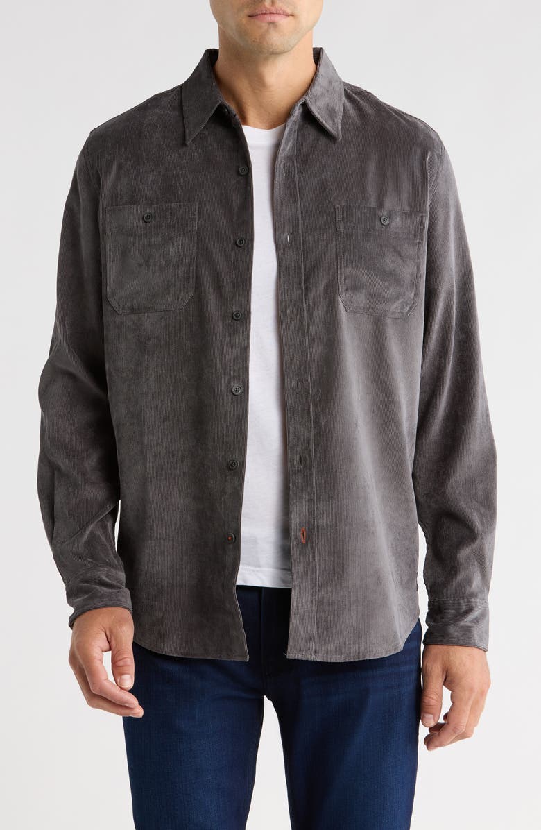 WEATHERPROOF VINTAGE Comfort Stretch Corduroy Button-Up Shirt, Main, color, Forged Iron