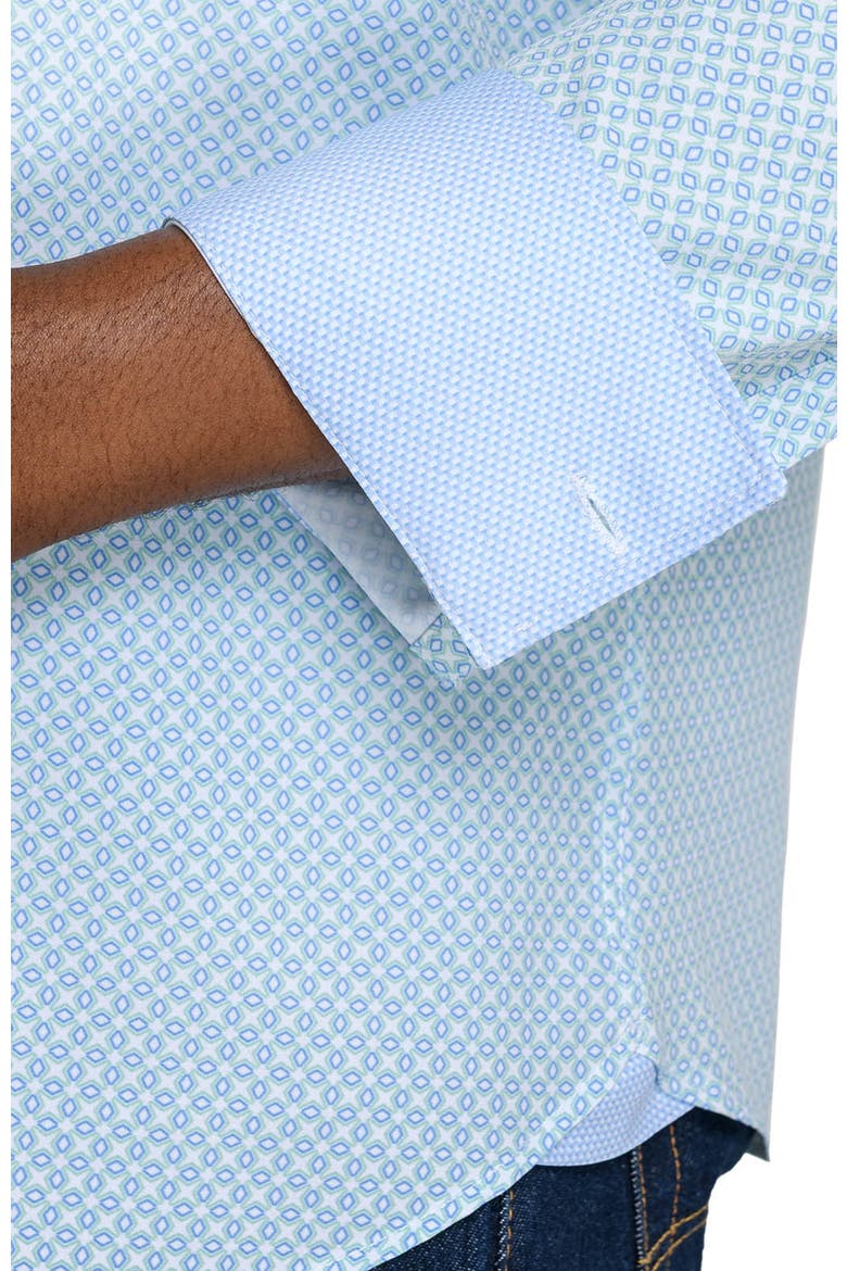 Slim Fit Diamond Geo Woven Long Sleeve Basic Shirt, Alternate, color, WHITE/GREEN