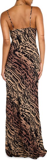 Cowl Neck Bias Cut Maxi Dress