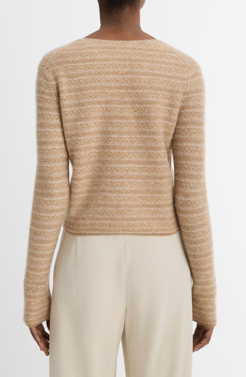Shop Vince Fair Isle V-neck Cashmere Sweater In Sandshell Combo