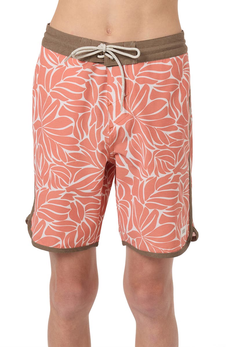 O'Neill Kids' Cruzer Stripe Scallop Board Shorts, Main, color, Langoustino