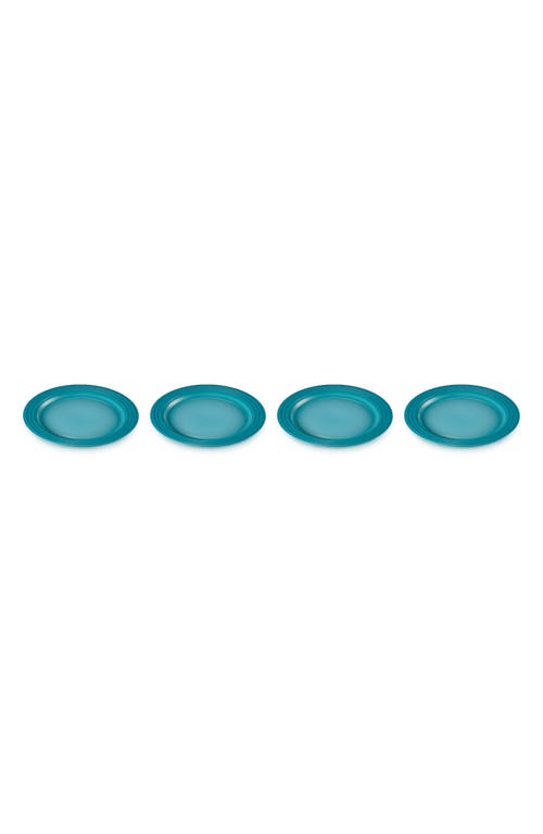 Le Creuset Vancouver Set Of 4 Dinner Plates In Caribbean
