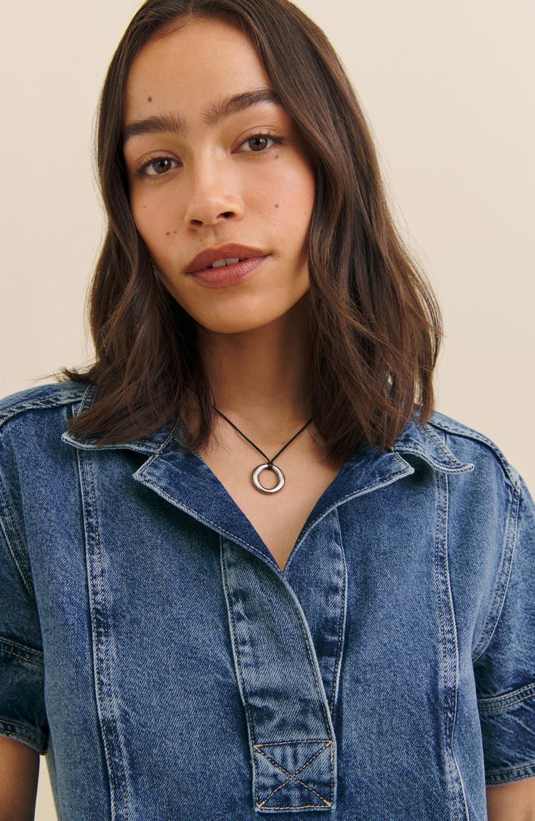 Reformation Clark Denim Minidress, Alternate, color, Greely