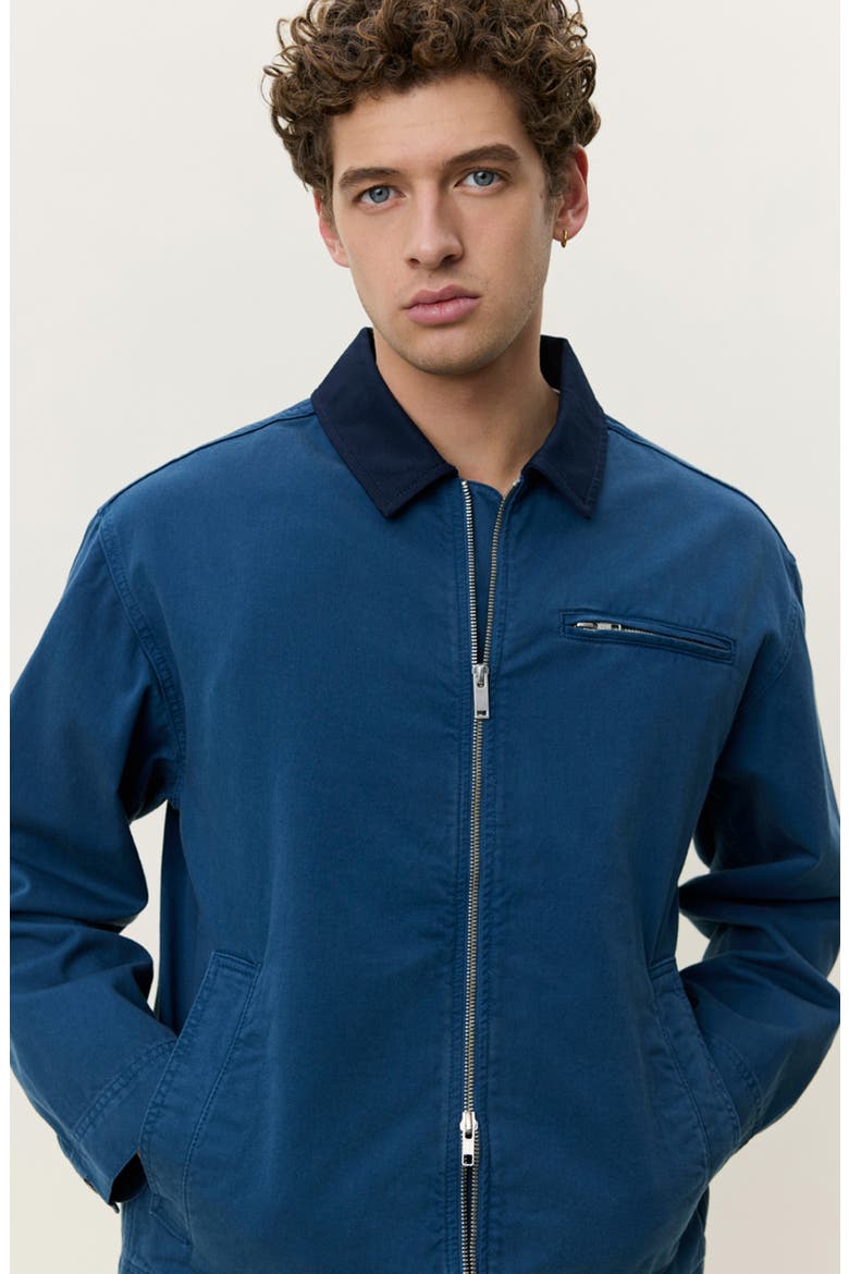 Cotton Twill Zip Jacket, Alternate, color, DARK DENIM BLUE