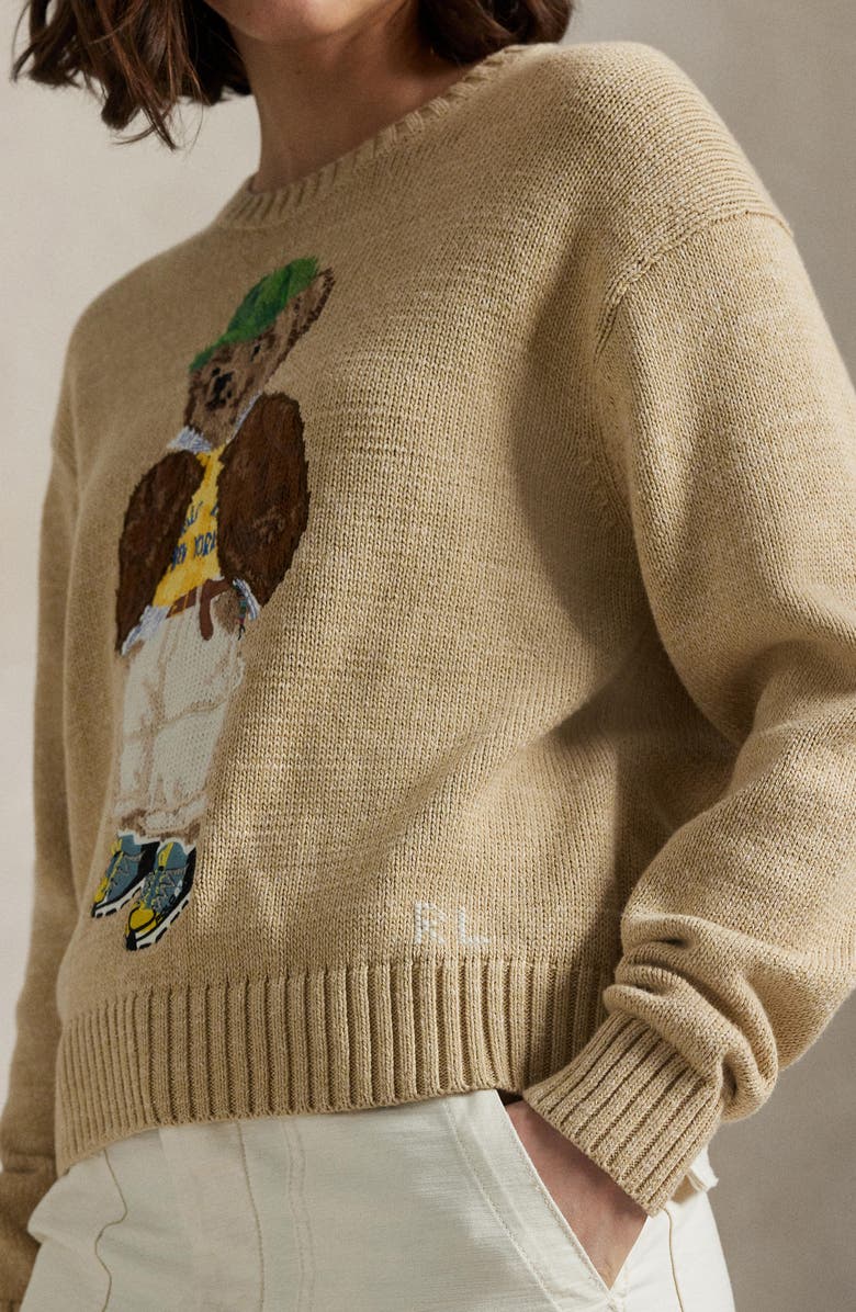 Polo Ralph Lauren Polo Bear Embroidered Cotton Crewneck Sweater, Alternate, color,