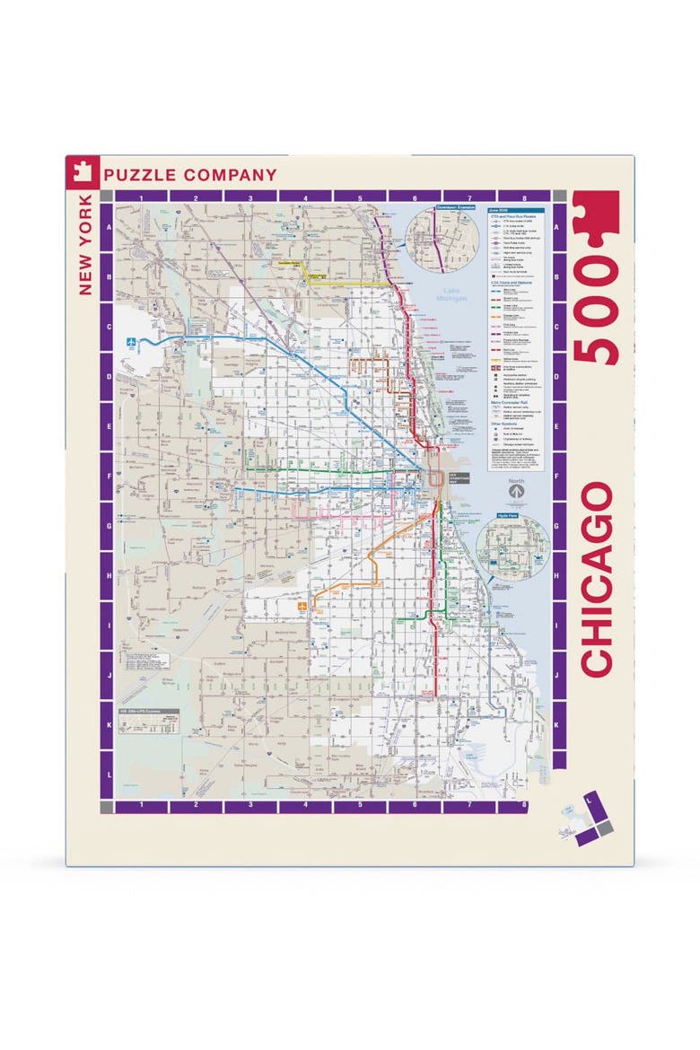 Chicago Transit Map 500 Piece Puzzle, Main, color, No Color