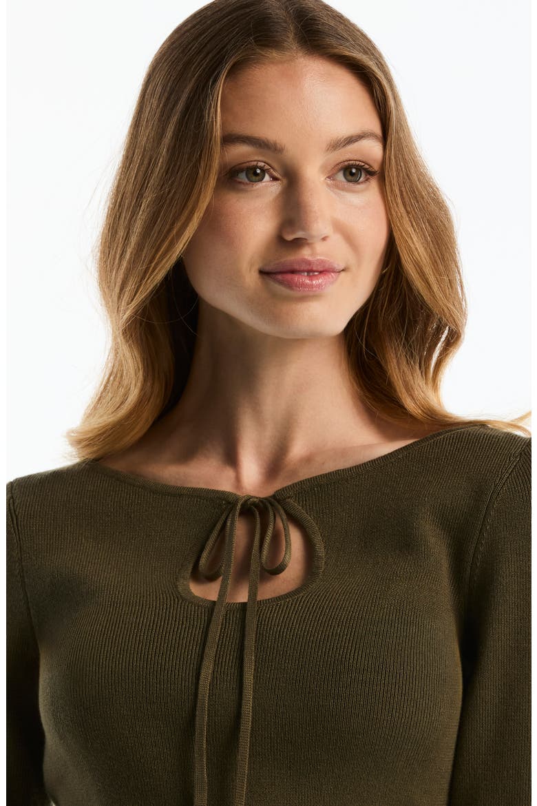 Wide Neck Keyhole Sweater, Alternate, color, OLIVE NIGHT