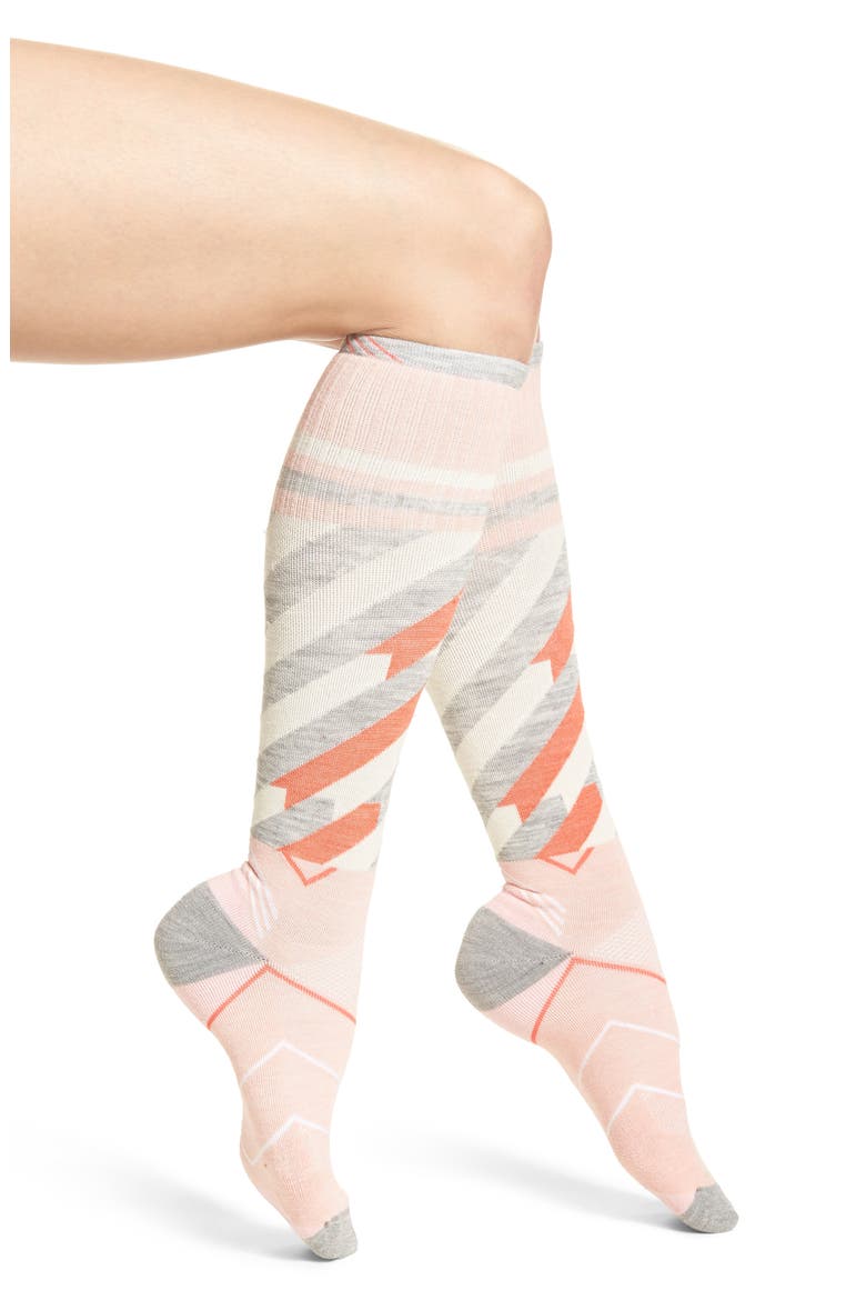 Cyclone Compression Knee Socks, Main, color, ROSE