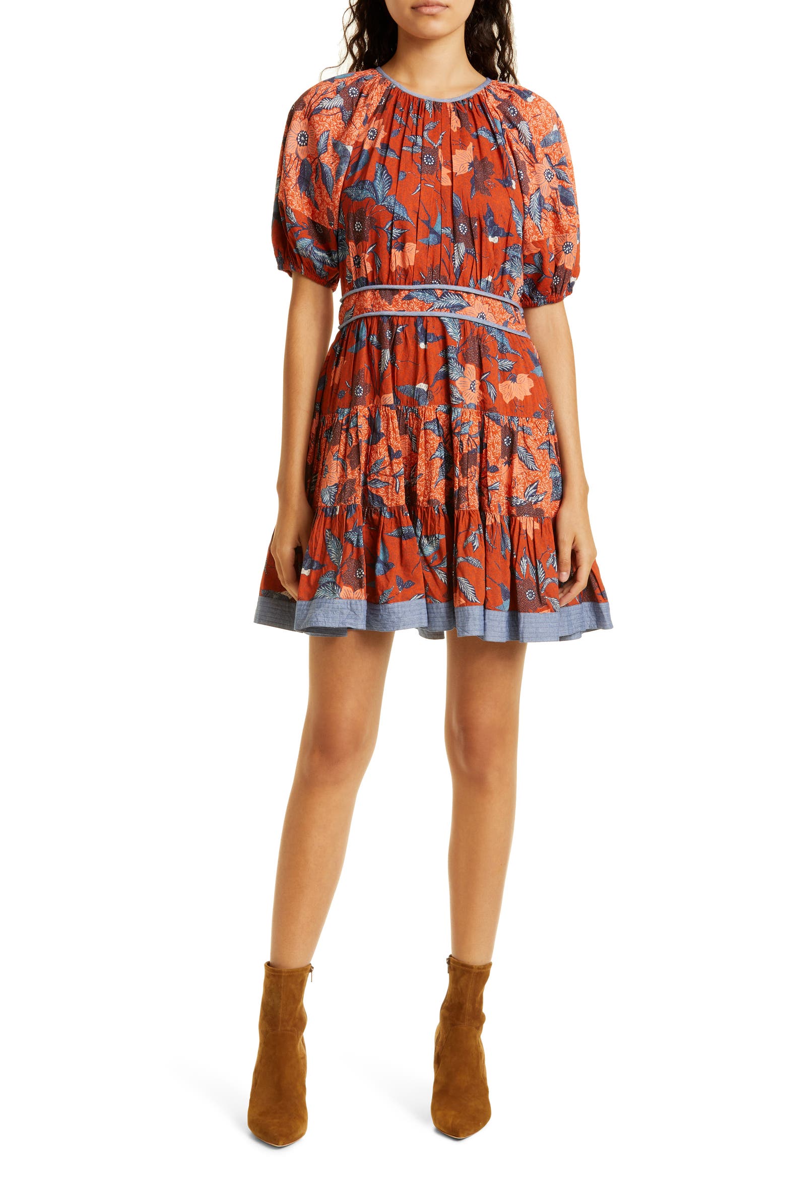 Over Fresh Mini Puff Ulla Johnson Sloane Puff Sleeve Ruffle Minidress (Women) | Nordstromrack