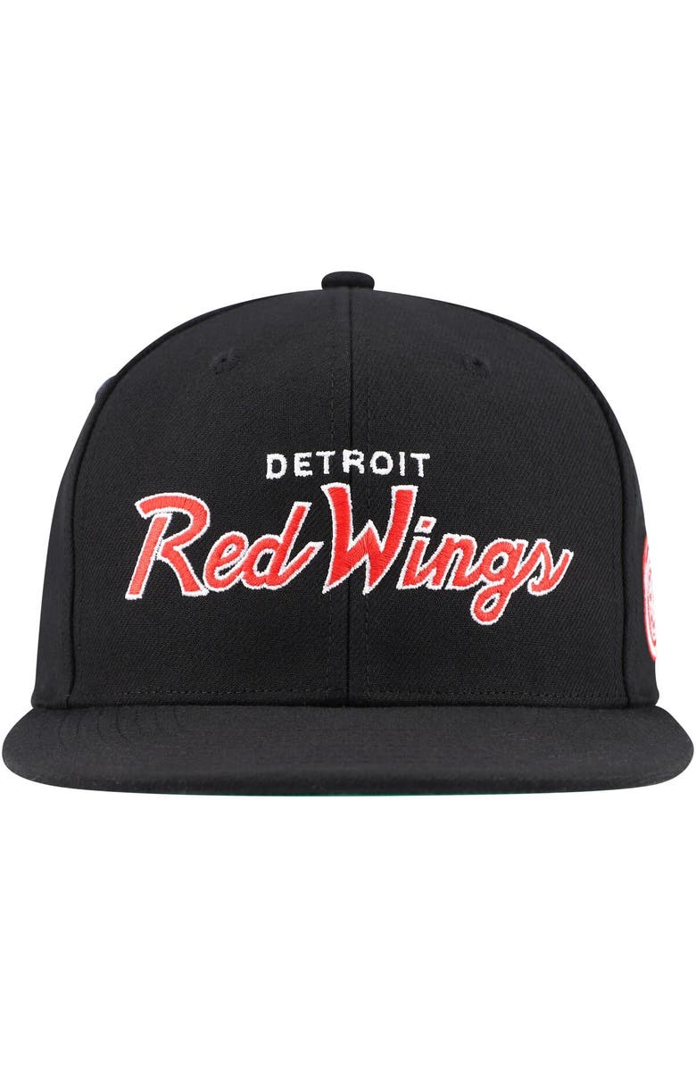 Mitchell & Ness Men's Mitchell & Ness Black Detroit Red Wings Core Team Script 2.0 Snapback Hat, Alternate, color, Black