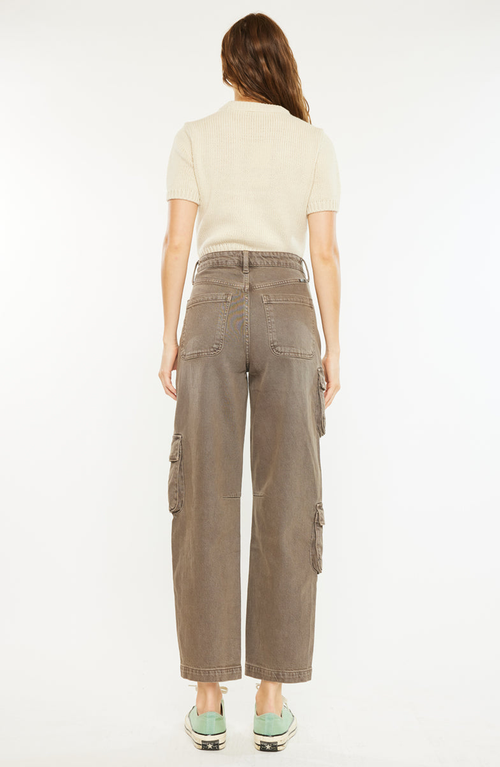 Kancan Vale High Rise Slim Balloon Fit Jeans In Brown