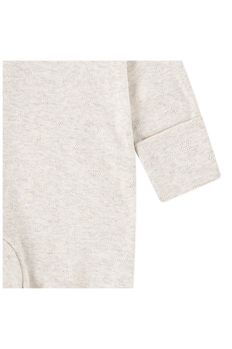Swoosh Logo Pointelle Footie, Alternate, color, PALE IVORY HEATHER