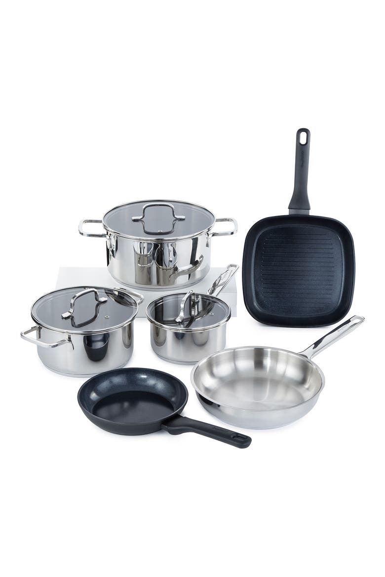 Dina Helix 9-Piece Cookware Set, Main, color, BLACK
