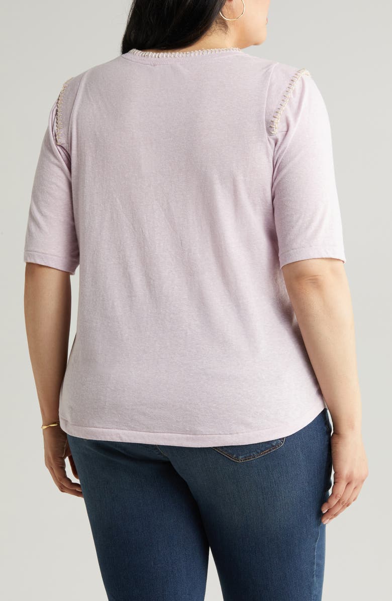 Wit & Wisdom Whipstitch Trim T-Shirt, Alternate, color, Heather Smokey Lavender
