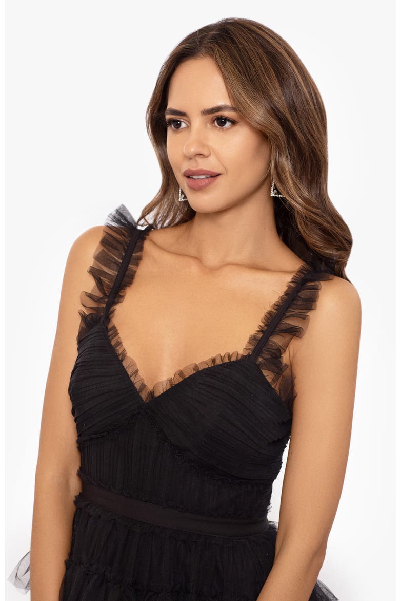 Tiered Ruffle Tulle Gown, Alternate, color, BLACK