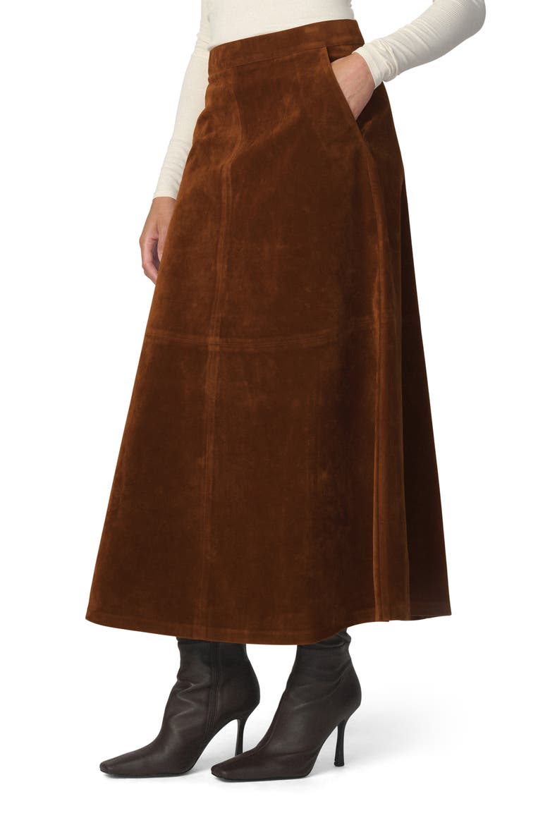 Tavi Faux Suede Midi Skirt, Alternate, color, CHESTNUT