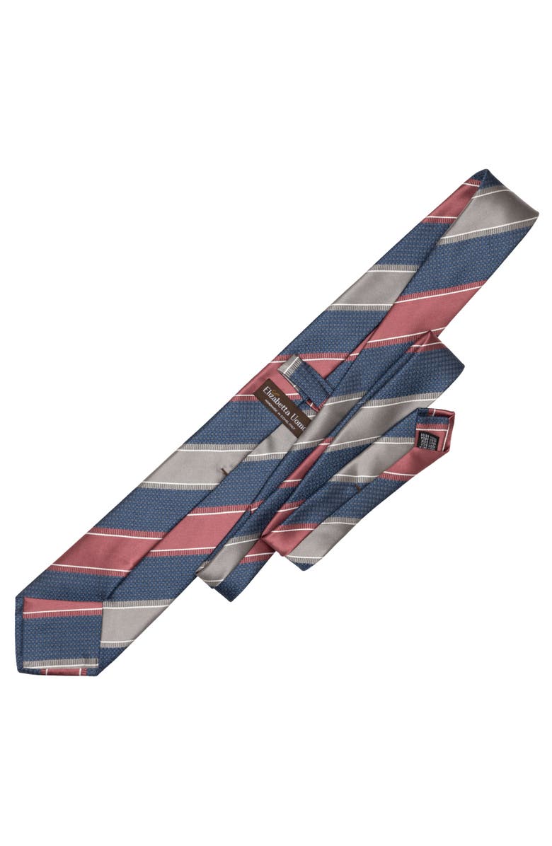 Elizabetta Ferrari - Silk Jacquard Tie for Men, Alternate, color, Navy And Burgundy