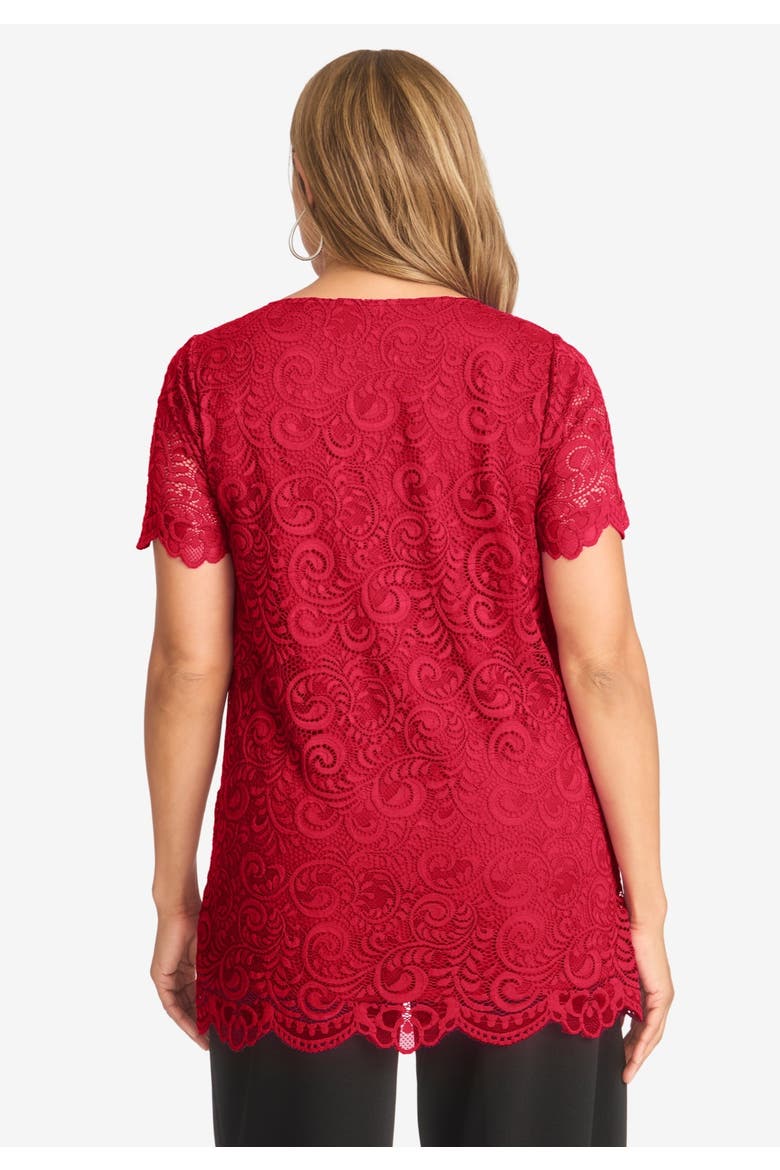 Stretch Lace Tunic, Alternate, color, FRENCH BLUE