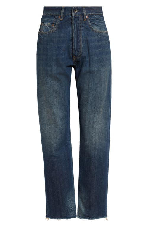 Maison Margiela Distressed Raw Hem Straight Leg Jeans In Blue