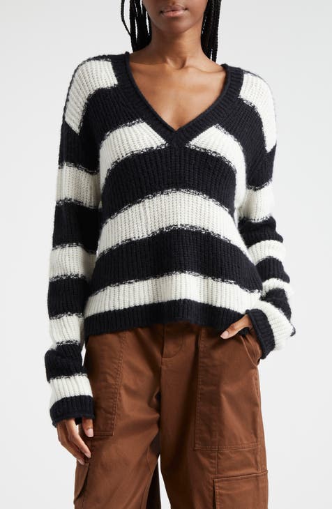 ATM Cableknit on sale Wool Blend Striped Sweater