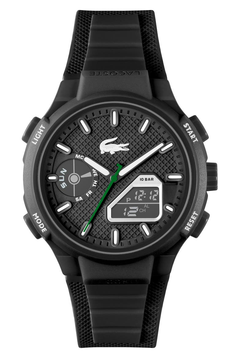 LC33 Silicone Strap Watch, 45mm, Main, color, BLACK