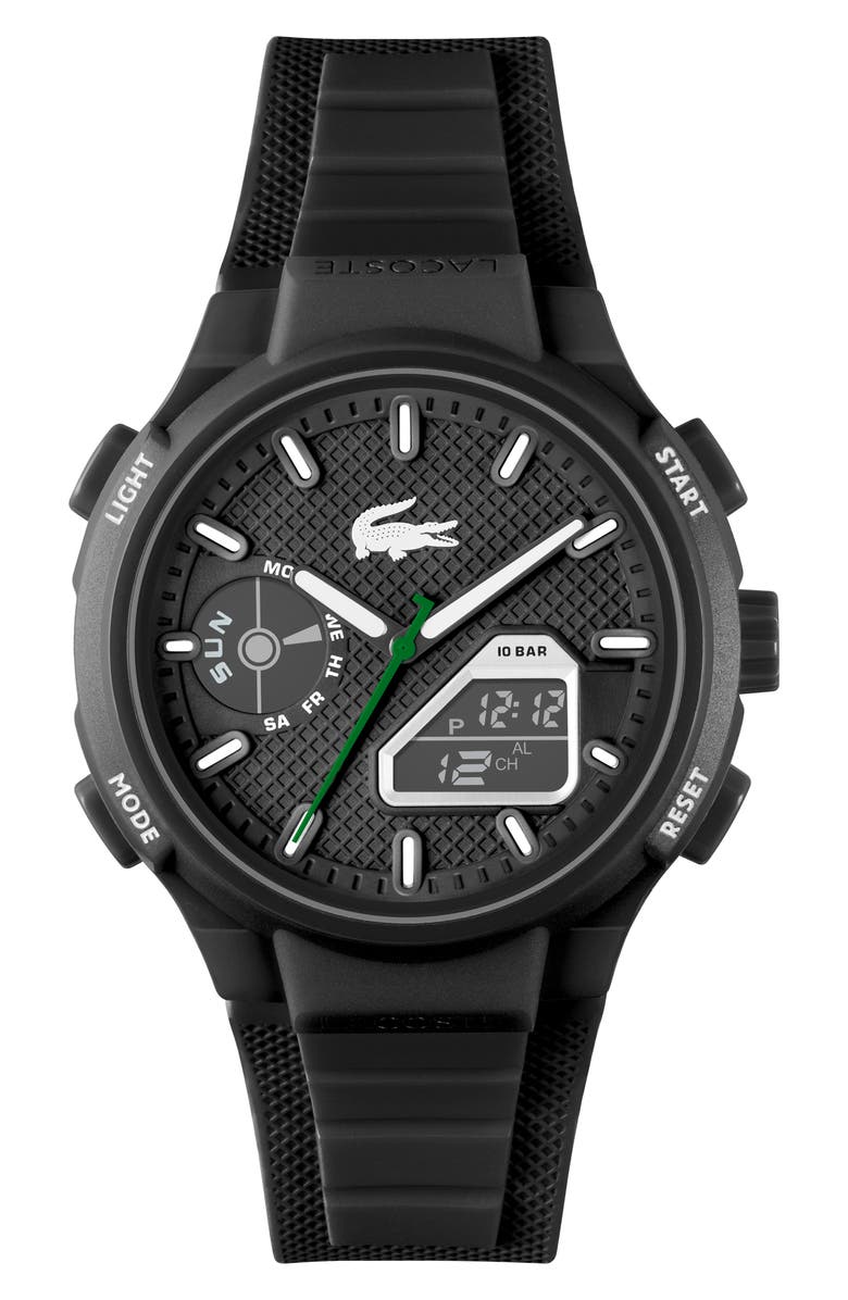 Lacoste LC33 Silicone Strap Watch, 45mm, Main, color, Black