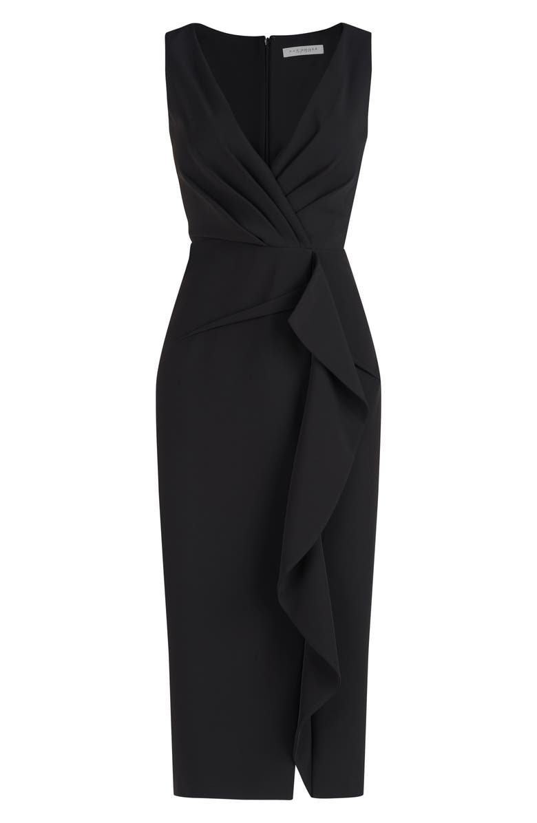 Kay Unger Brynn Ruffle Midi Sheath Dress, Alternate, color, 