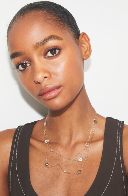 Tory Burch Triple Strand Station Necklace In Gold
