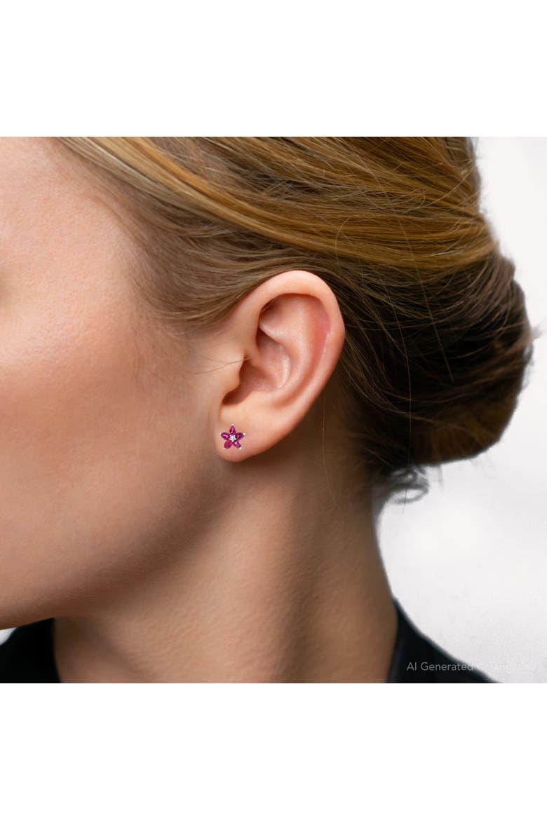 2.19Ct Ruby & Diamond Alexa Earrings 14k Gold Lab Grown, Alternate, color, 14k White Gold