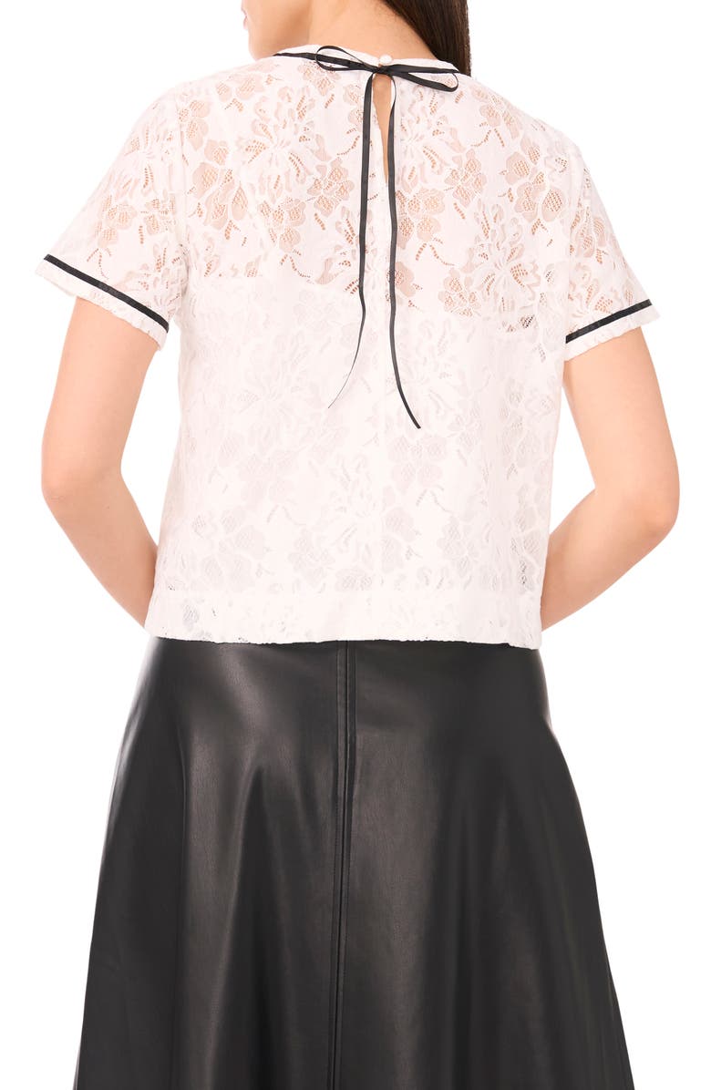 Vince Camuto Lace Crewneck Top, Alternate, color, New Ivory