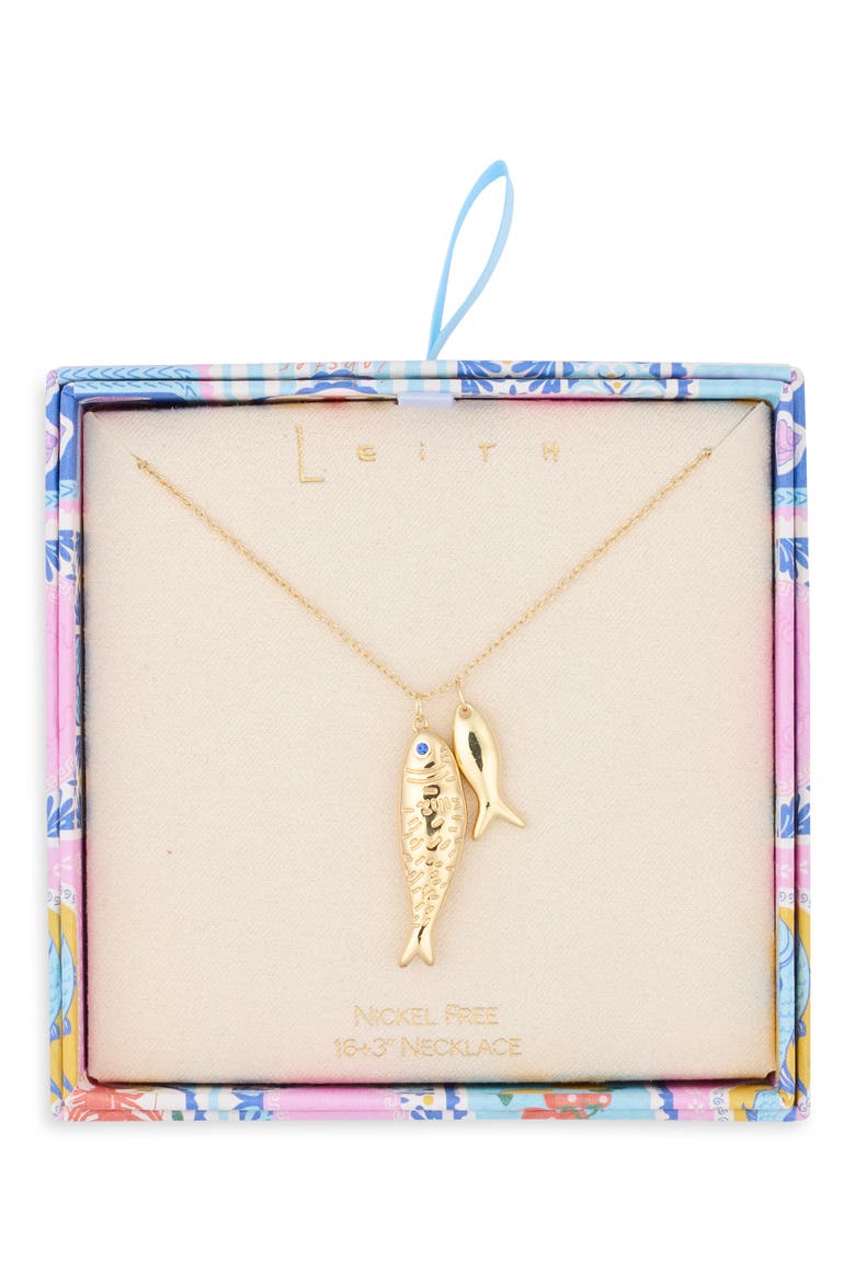 Small Fish Pendant Necklace, Main, color, CLEAR- GOLD