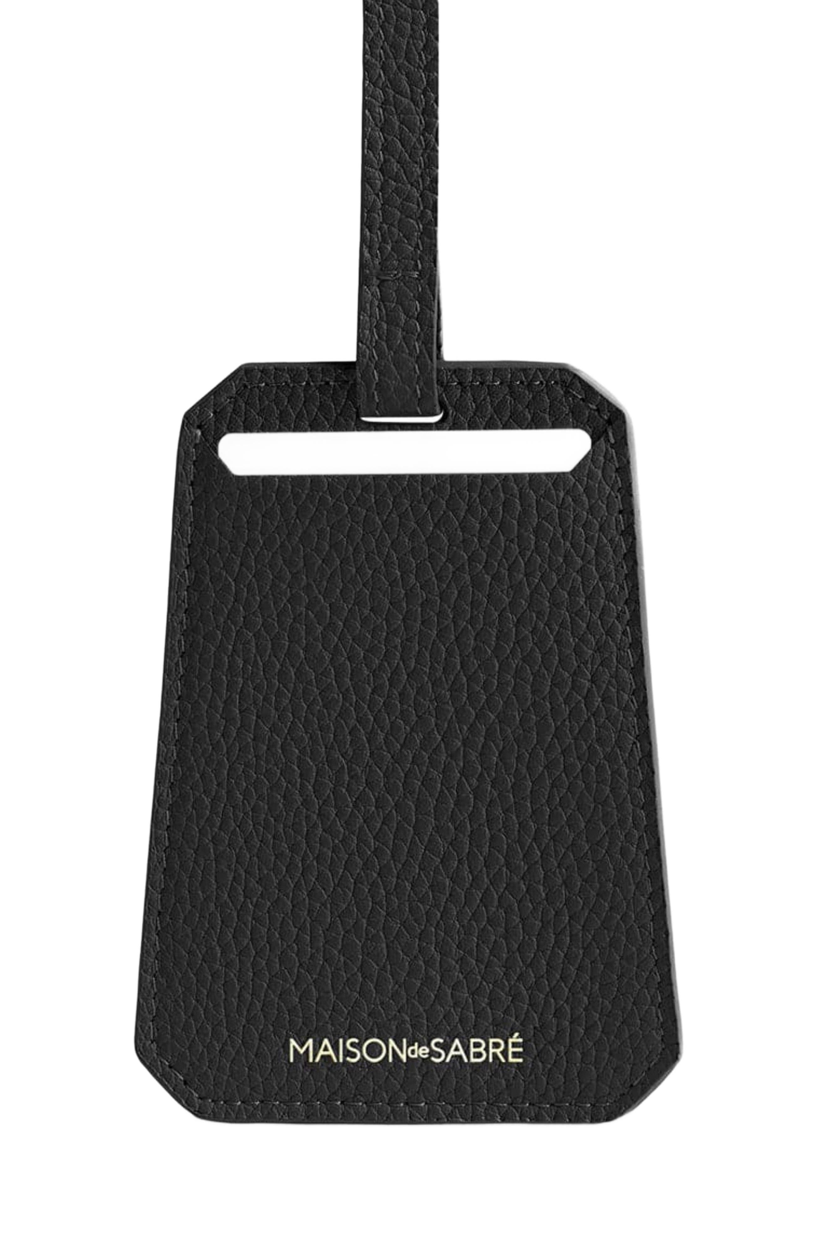 MAISON de SABRÉ Leather Luggage Tag, Alternate, color, Black Caviar