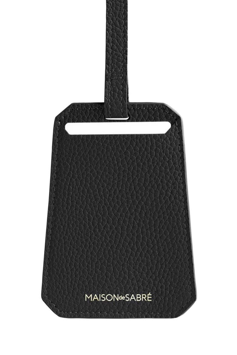 Leather Luggage Tag, Alternate, color, Black Caviar