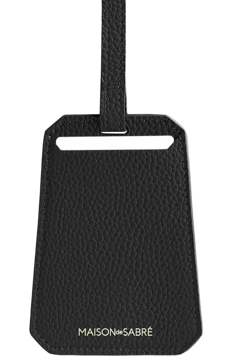 MAISON de SABRÉ Leather Luggage Tag, Alternate, color, Black Caviar