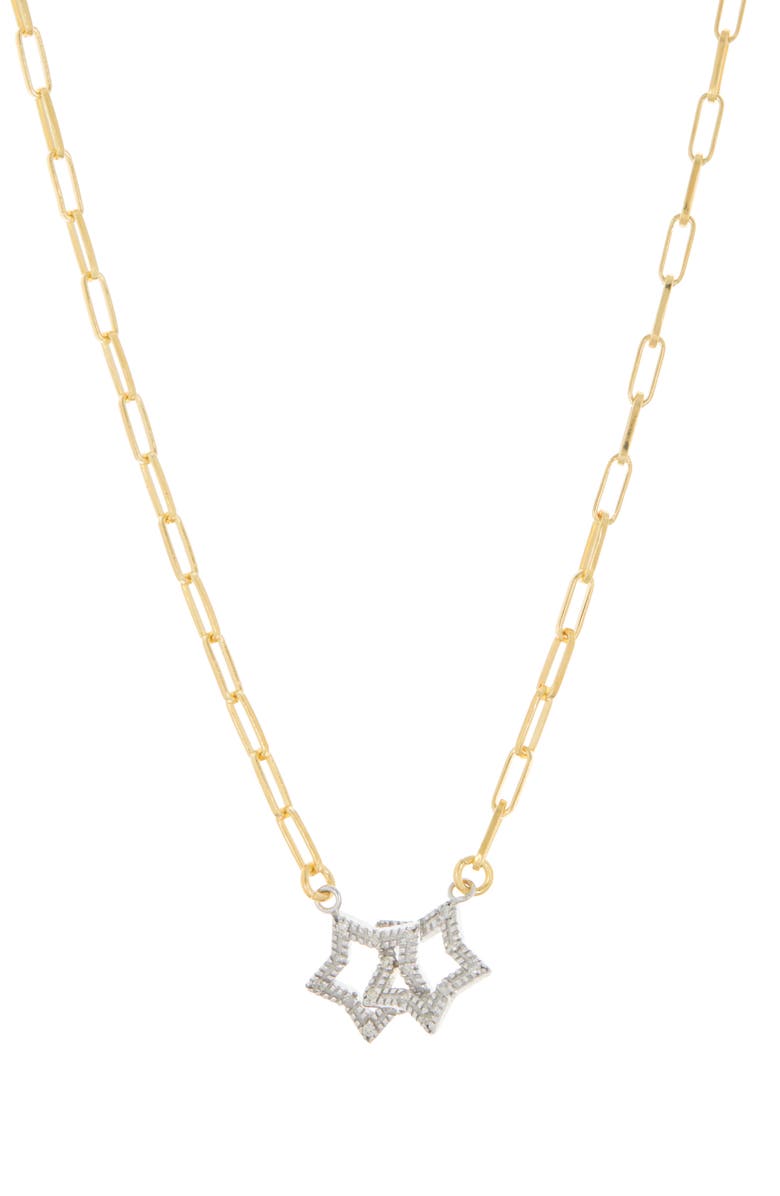 MESHMERISE Diamond Double Star Pendant Necklace - 0.25 ctw, Main, color, Yellow