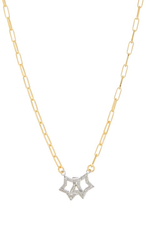 Diamond Double Star Pendant Necklace - 0.25 ctw