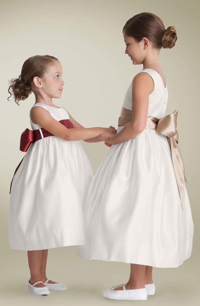 Us Angels Kids' Sleeveless Satin Communion Dress with Contrast Sash, Main, color, 