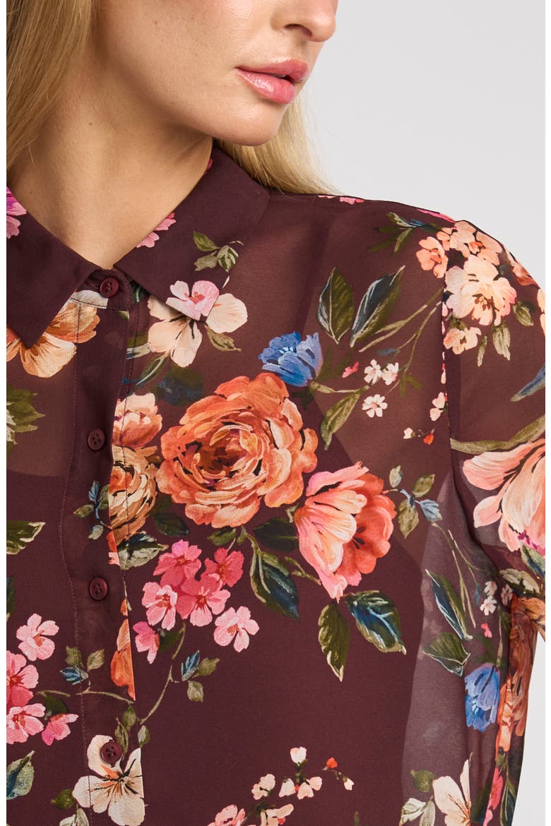 Angela Floral Shirt, Alternate, color, TAWNY PORT