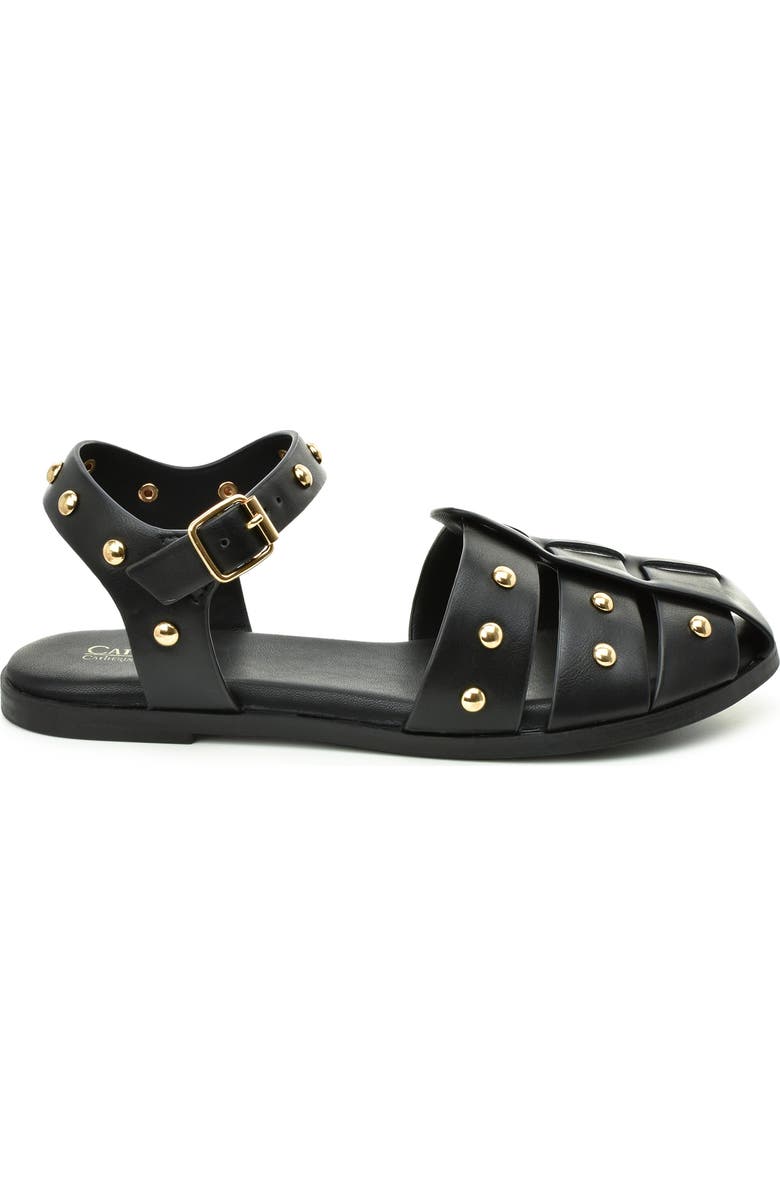 Catherine Catherine Malandrino Studded Fisherman Sandal, Alternate, color, Black