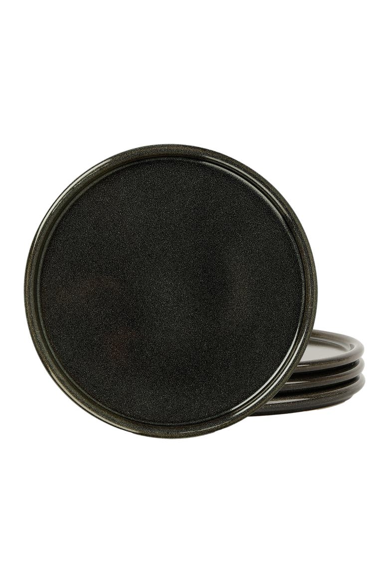 Eden Stoneware 4-Piece Dinner Plate Set, Main, color, Charcoal Grey