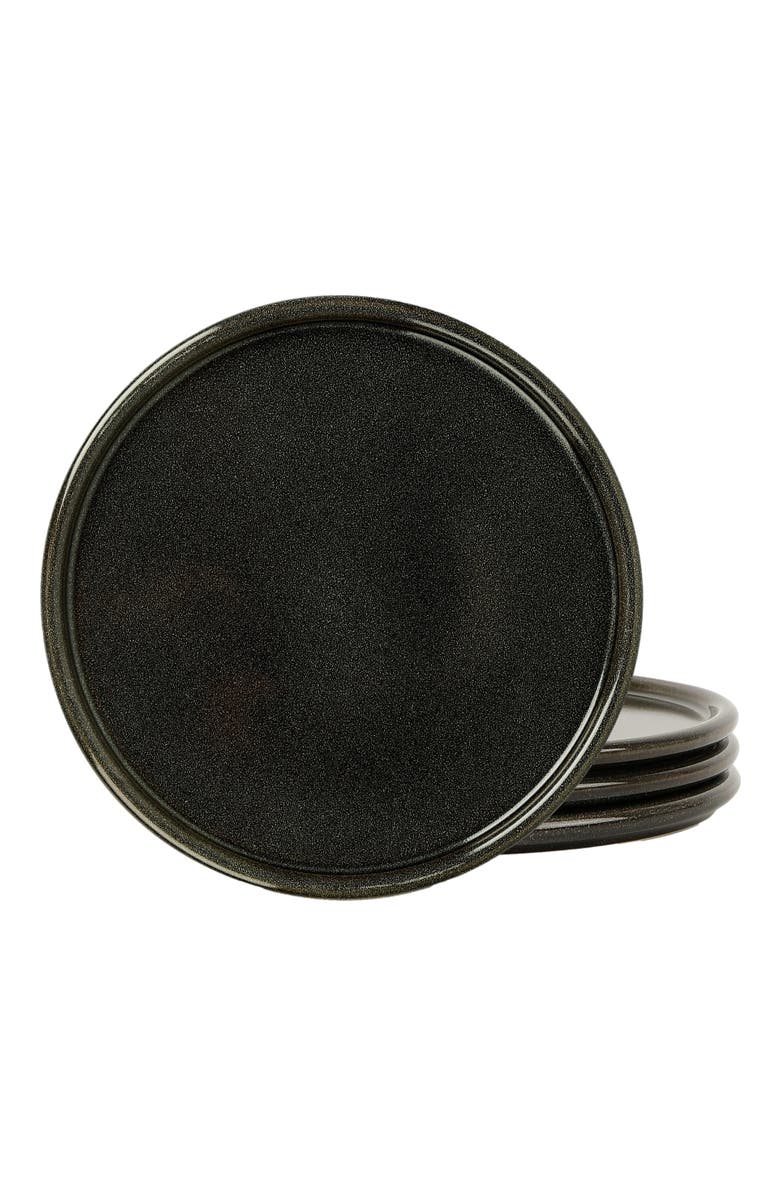 Stone Lain Eden Stoneware 4-Piece Dinner Plate Set, Main, color, Charcoal Grey