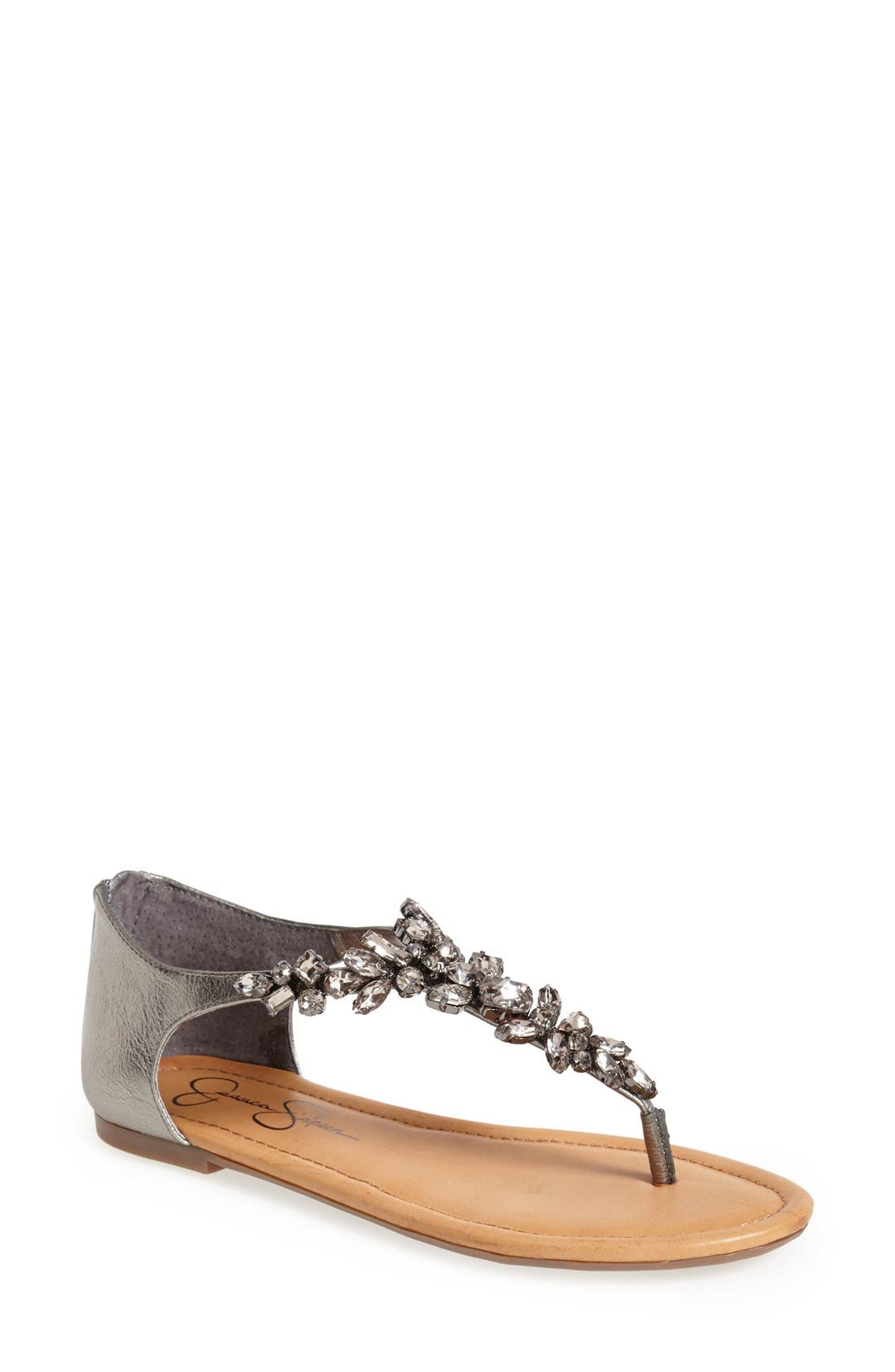 'Radient' Crystal Embellished Sandal, Main, color, GUNMETAL