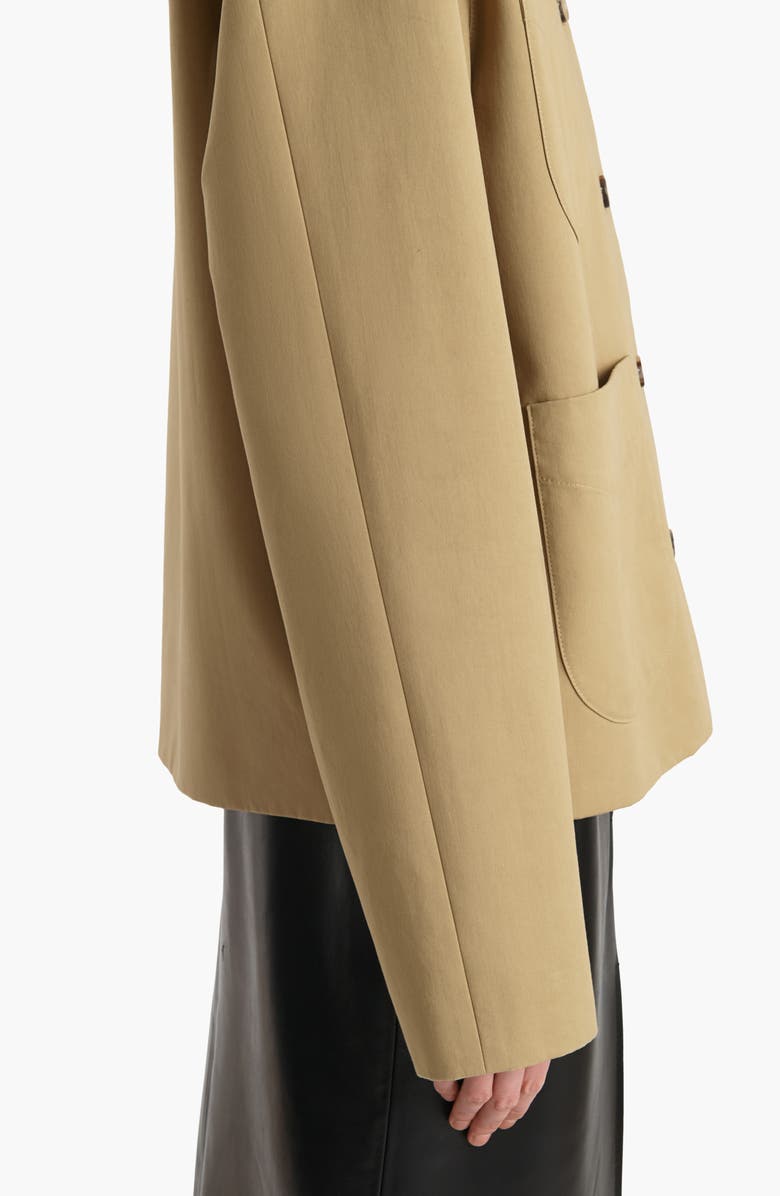 Khaite Wyatt Suede Collar Cotton Gabardine Chore Coat, Alternate, color, Wheat