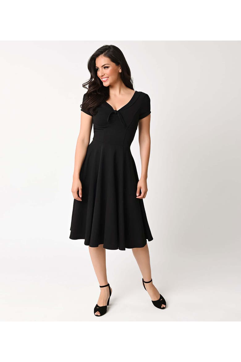 Natalie Swing Dress, Main, color, Black Solid
