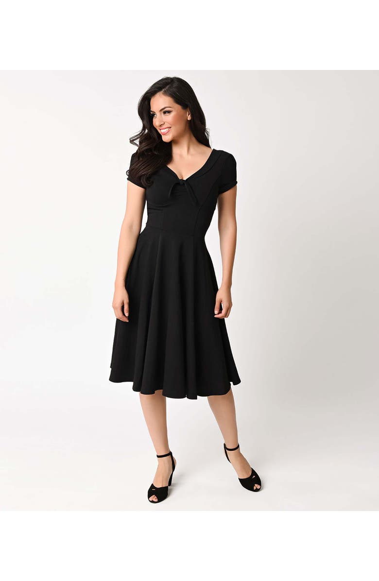 Unique Vintage Natalie Swing Dress, Main, color, Black Solid